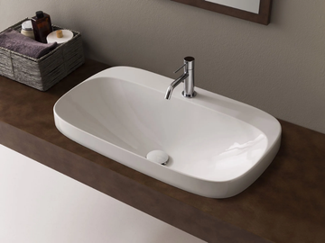 MOON - Inset rectangular ceramic washbasin by Scarabeo Ceramiche - view 2